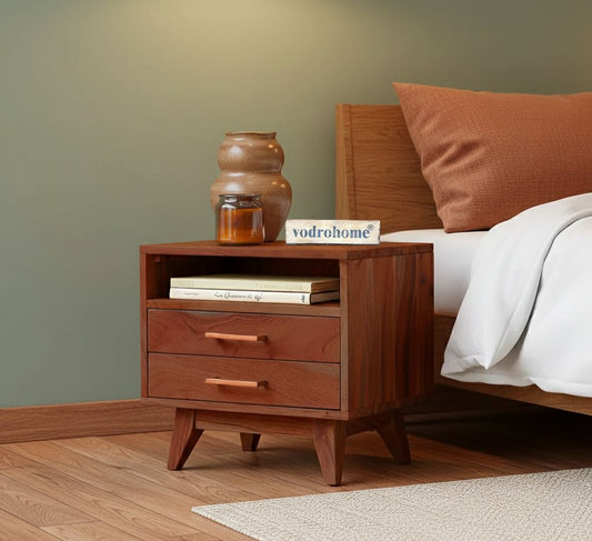 Vodrohome Acacia Wood Bedside Table – A Perfect Blend of Style & Utility