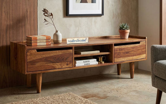 Vodrohome Honey TV Unit Cabinet with Cupboard – An Elegant Combination of Stylishness & Utility