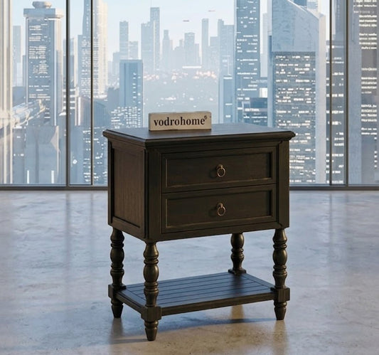 Vodrohome Solid Sheesham Wood Nightstand Table – Stylish Storage for Modern Bedrooms
