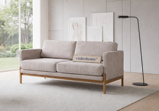vodrohome® Three Seater Sofa with Solid Wooden Frame