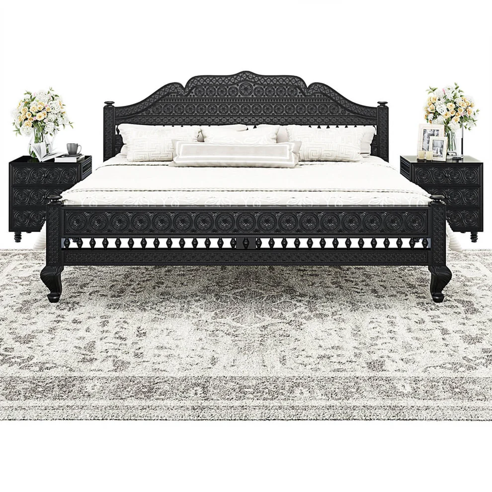 Vodrohome Jodhpur Carved Bed Luxuries B#006 - vodrohome