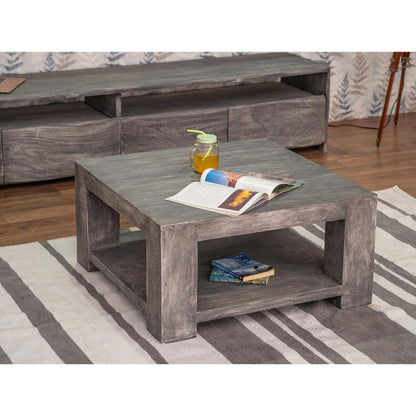 Vodrohome Sheesham Wood Square Coffee Table with shelf - Teatable Hall Teapoy Sofa Matching Centre Central Table Stylish C#009 - vodrohome