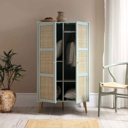 Vodrohome Woven Rattan Compact Double Closet wardrobe – almirah 80 W x 55 D x 139 H cm AB#002 - vodrohome