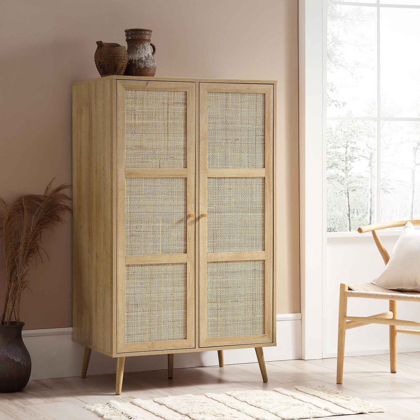 Vodrohome Woven Rattan Compact Double Closet wardrobe – almirah 80 W x 55 D x 139 H cm AB#002 - vodrohome