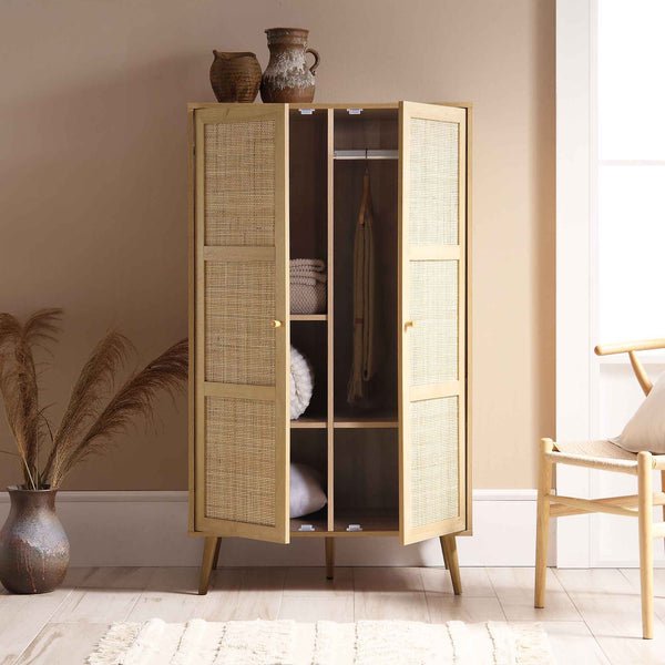 Vodrohome Woven Rattan Compact Double Closet wardrobe – almirah 80 W x 55 D x 139 H cm AB#002 - vodrohome