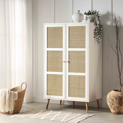 Vodrohome Woven Rattan Compact Double Closet wardrobe – almirah 80 W x 55 D x 139 H cm AB#002 - vodrohome