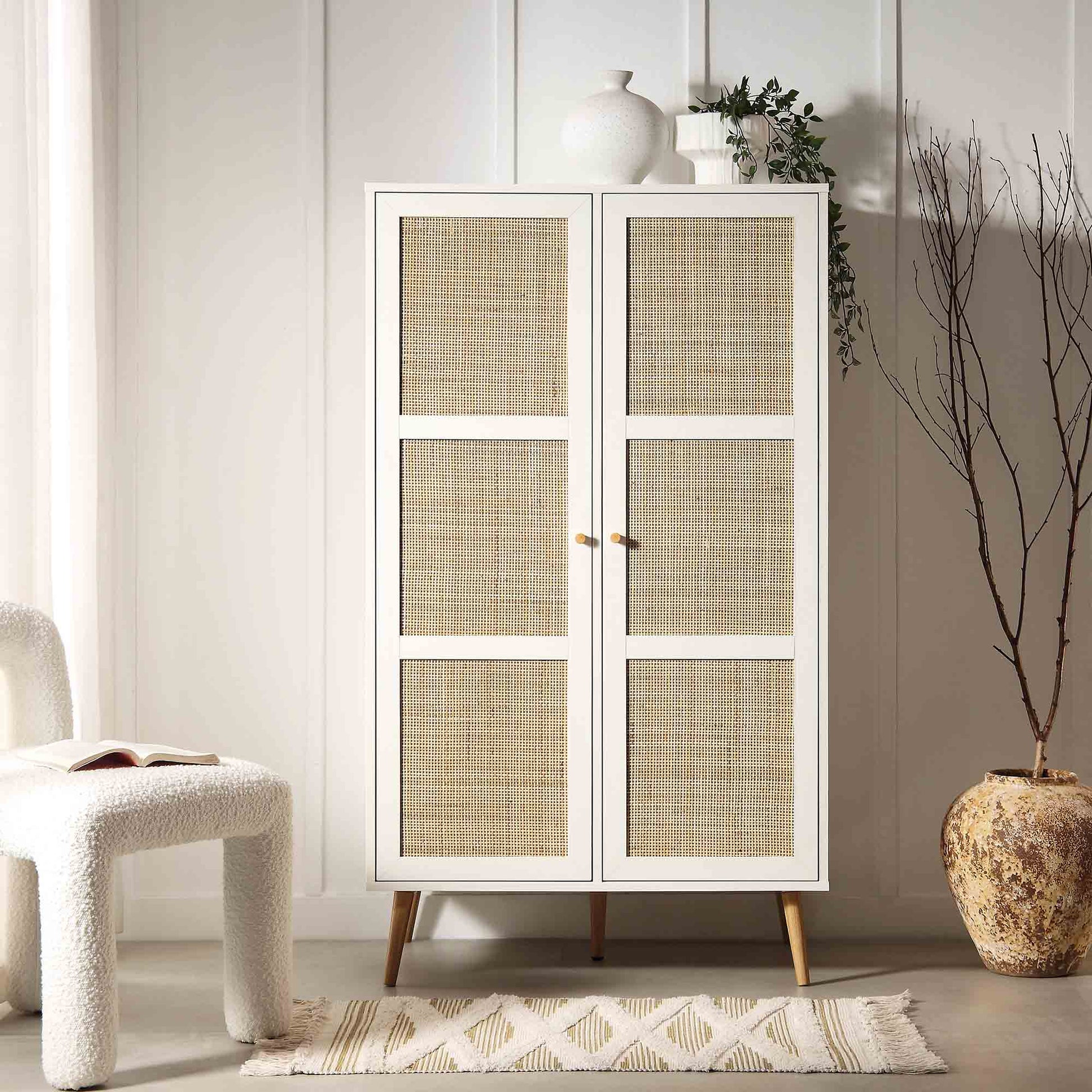 Vodrohome Woven Rattan Compact Double Closet wardrobe – almirah 80 W x 55 D x 139 H cm AB#002 - vodrohome