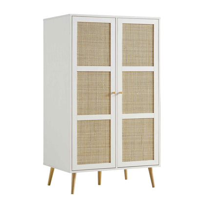 Vodrohome Woven Rattan Compact Double Closet wardrobe – almirah 80 W x 55 D x 139 H cm AB#002 - vodrohome