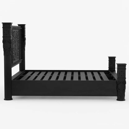 Vodrohome Mewar Black Deco Carved Bed B#007 Variation - vodrohome