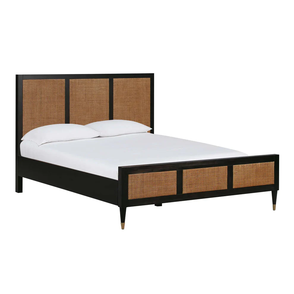 Vodrohome Marwar Rattan Cane Bed Solid Wood Black B#009 - vodrohome