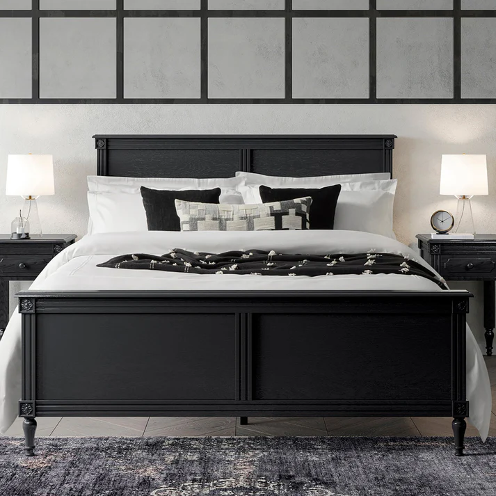 Vodrohome Dark-Night Solid Wood Bed (Dark Shade Bedroom Collection )B#014 - vodrohome