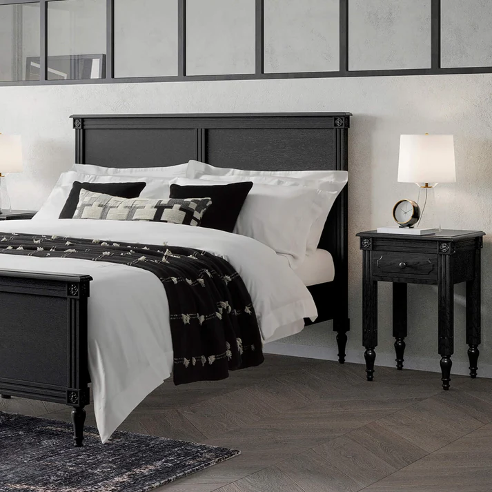 Vodrohome Dark-Night Solid Wood Bed (Dark Shade Bedroom Collection )B#014 - vodrohome