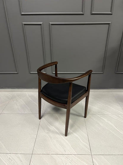 Vodrohome Wooden Armchair – mango Wood Dining Chair With Genuine Leather Seat CH#001 - vodrohome