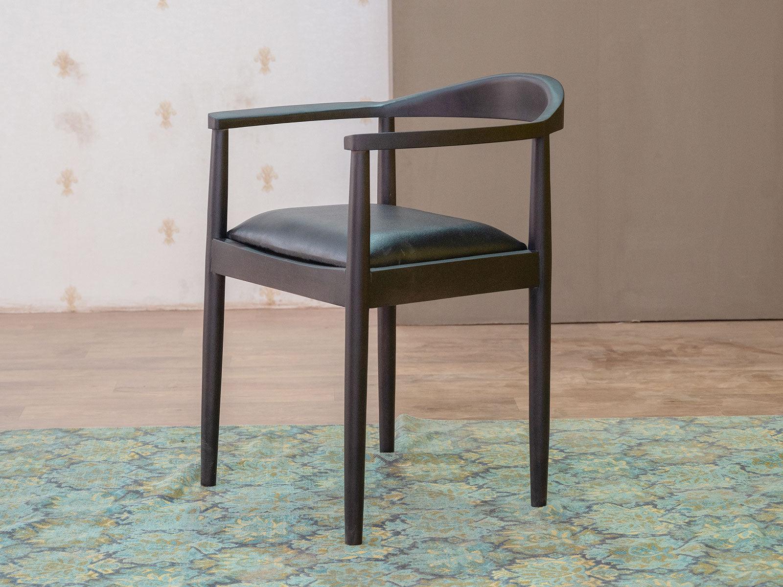 Vodrohome Wooden Armchair – mango Wood Dining Chair With Genuine Leather Seat CH#001 - vodrohome