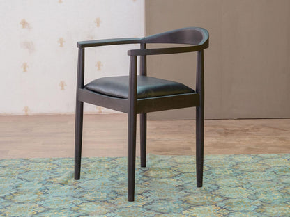 Vodrohome Wooden Armchair – mango Wood Dining Chair With Genuine Leather Seat CH#001 - vodrohome