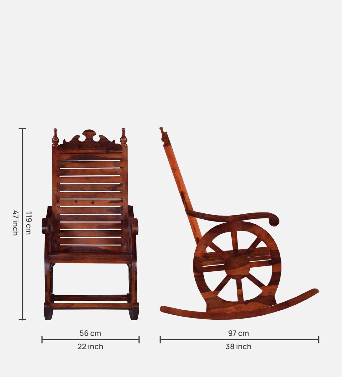 Vodrohome Sheesham wood Roking chair – solid wood rocking chair – swing chair 56 56 X 97 X 119cm CH#011 - vodrohome