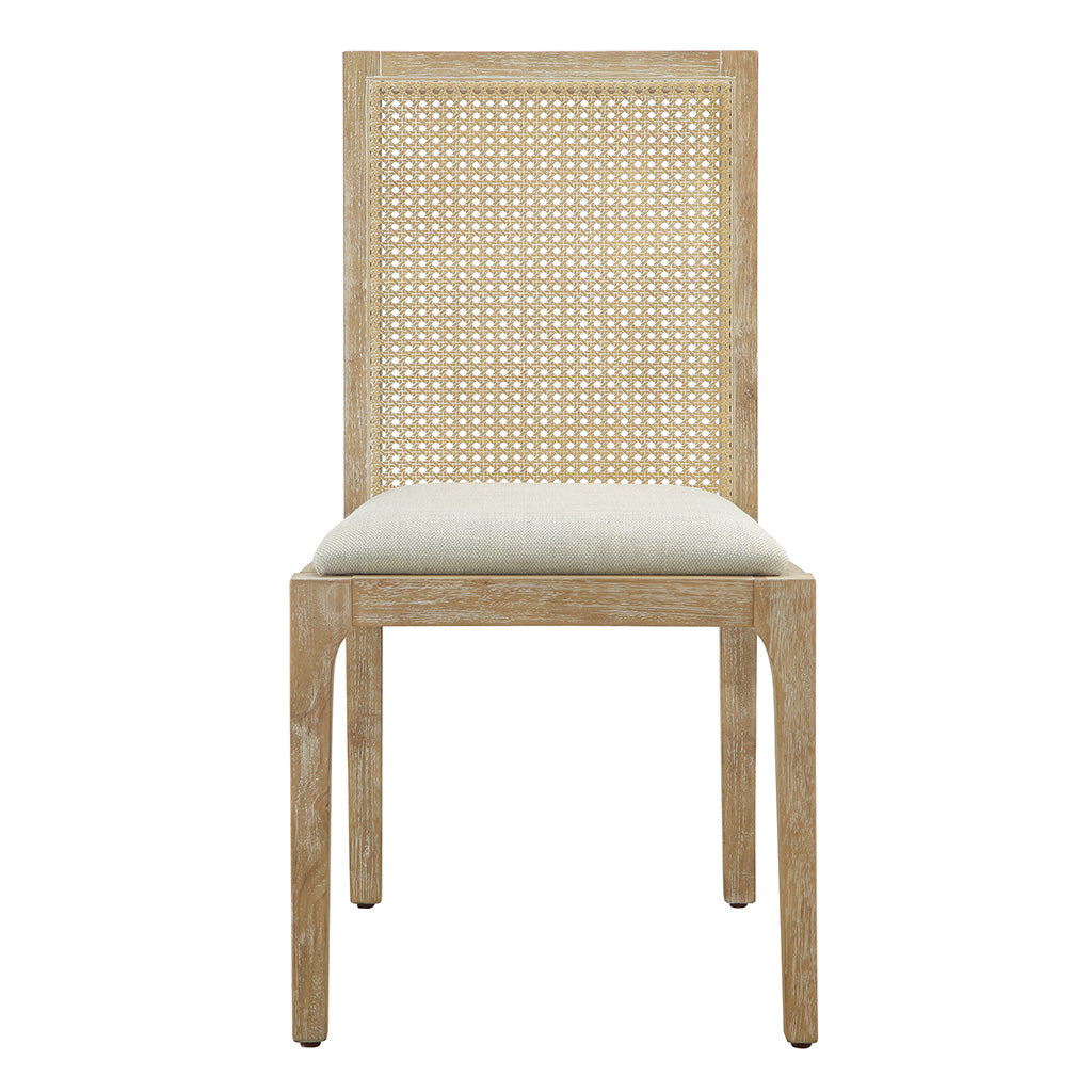 Vodrohome Rustic Fabric Upholstered mango Wood and Cane Dining Chairs, Beige and Natural 48x40x91cm CH#0016 - vodrohome