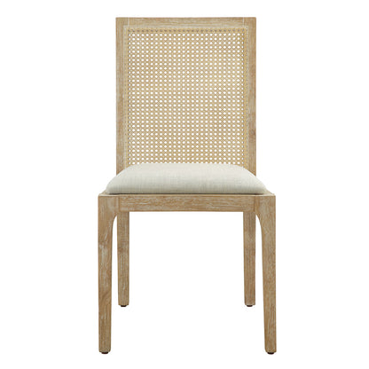 Vodrohome Rustic Fabric Upholstered mango Wood and Cane Dining Chairs, Beige and Natural 48x40x91cm CH#0016 - vodrohome