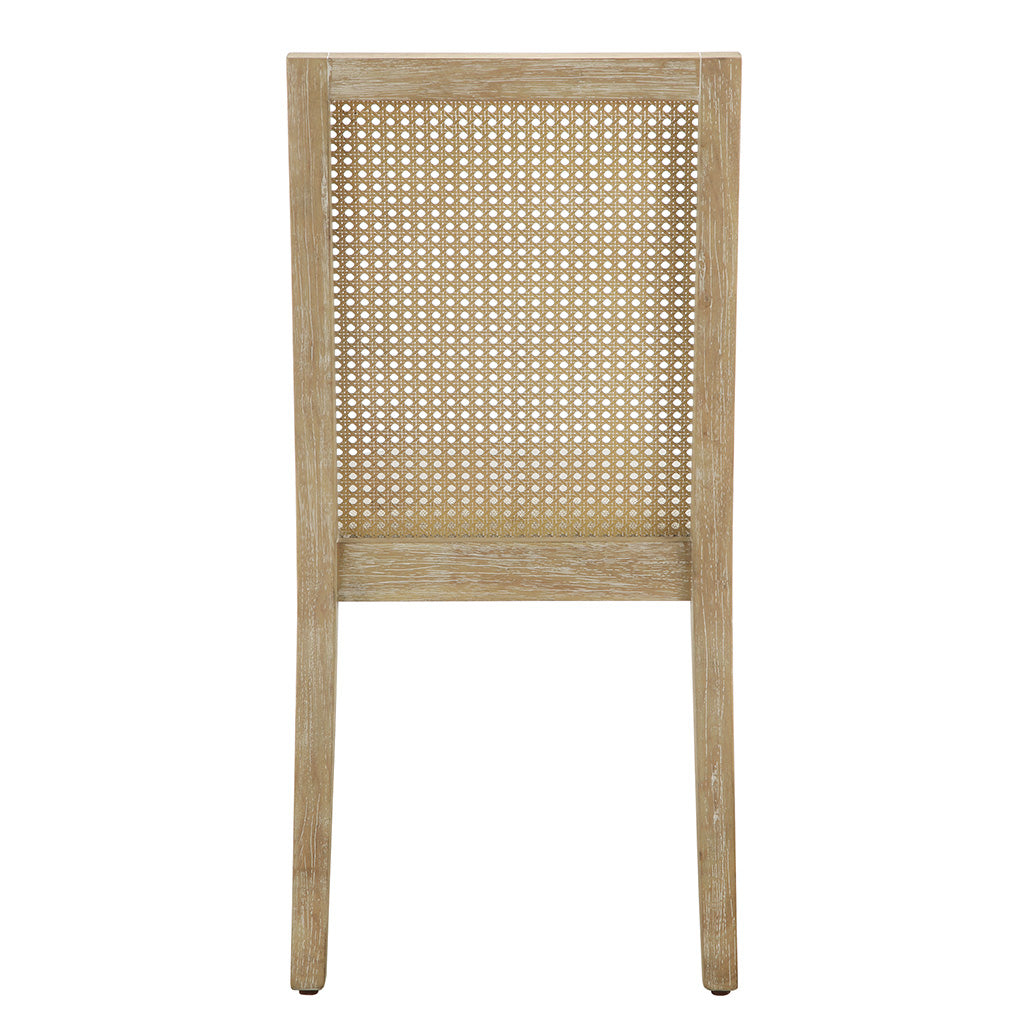 Vodrohome Rustic Fabric Upholstered mango Wood and Cane Dining Chairs, Beige and Natural 48x40x91cm CH#0016 - vodrohome