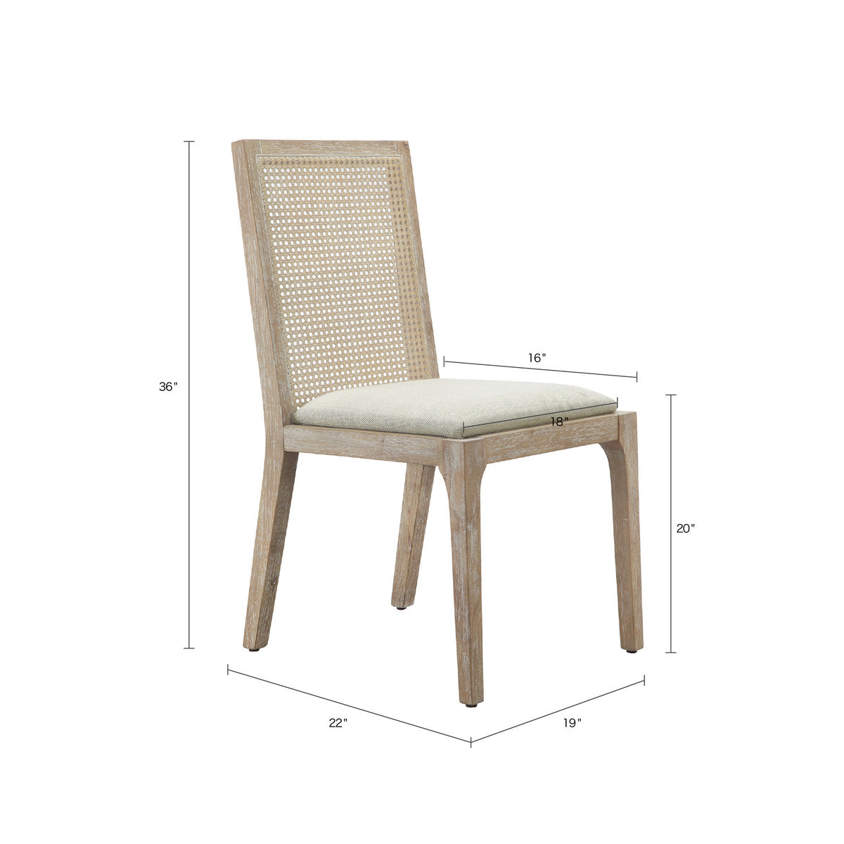 Vodrohome Rustic Fabric Upholstered mango Wood and Cane Dining Chairs, Beige and Natural 48x40x91cm CH#0016 - vodrohome