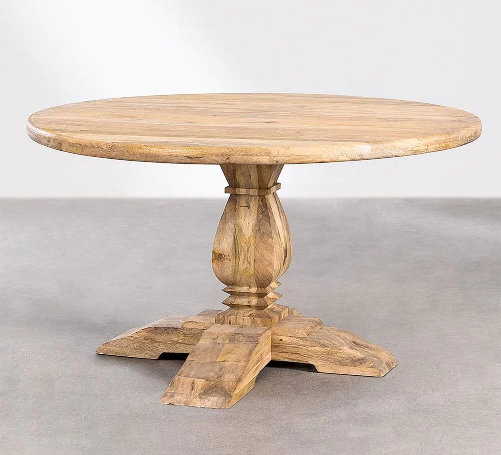 Solid Mango Wood 6 Seater Round Dining Table 140 X 140 X78h Cms C#002 - vodrohome