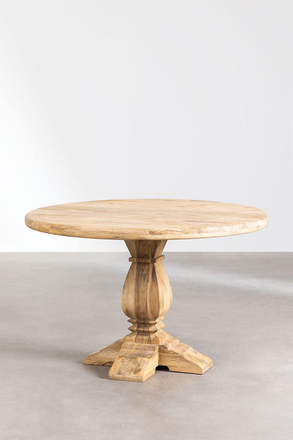 Solid Mango Wood 6 Seater Round Dining Table 140 X 140 X78h Cms C#002 - vodrohome