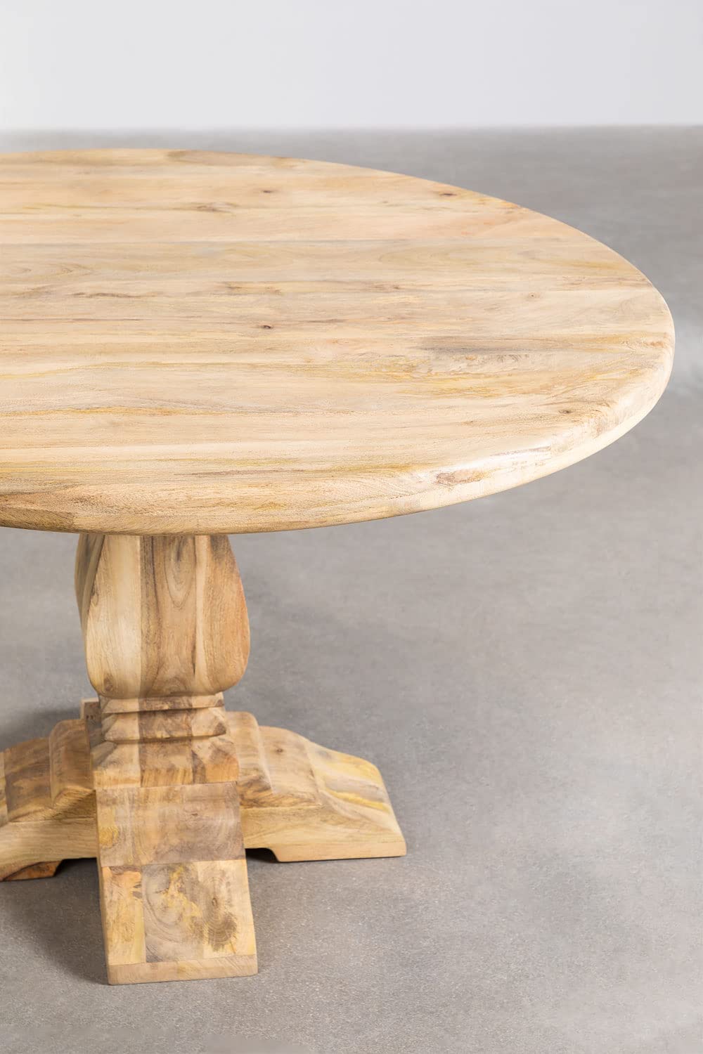 Solid Mango Wood 6 Seater Round Dining Table 140 X 140 X78h Cms C#002 - vodrohome