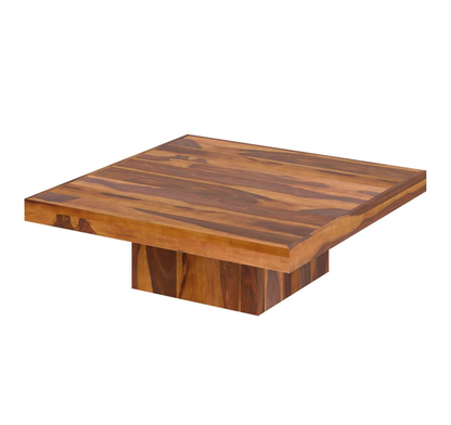 Vodrohome solid sheesham wood centre table - premium designer square coffee table for home and office - large square pedestal coffee table C#005 - vodrohome