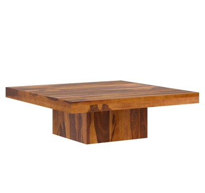 Vodrohome solid sheesham wood centre table - premium designer square coffee table for home and office - large square pedestal coffee table C#005 - vodrohome