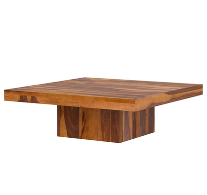 Vodrohome solid sheesham wood centre table - premium designer square coffee table for home and office - large square pedestal coffee table C#005 - vodrohome