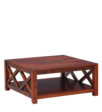 Vodrohome Solid Sheesham Wood Wooden Coffee Table Centre Table for Living Room | Teapoy Center Table for Home (Honey Finish) C#006 - vodrohome