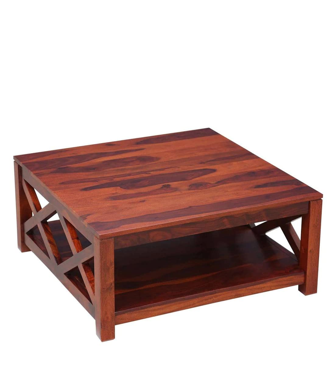 Vodrohome Solid Sheesham Wood Wooden Coffee Table Centre Table for Living Room | Teapoy Center Table for Home (Honey Finish) C#006 - vodrohome