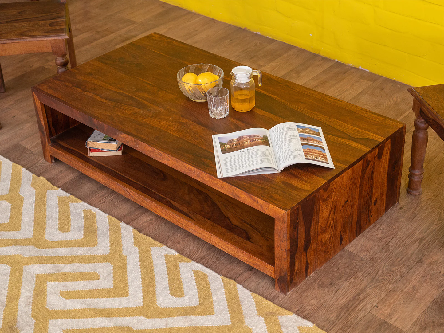 Vodrohome classic design center table for office – solid sheesam wood coffee confrence table - sofa set table – available in 2 stains C#015 - vodrohome