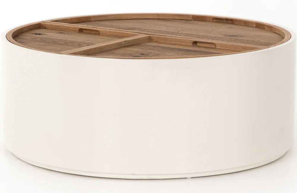 Vodrohome Drum Coffee Table – Trunk center table with storage – solid Mango wood coffee table living room C#022 - vodrohome