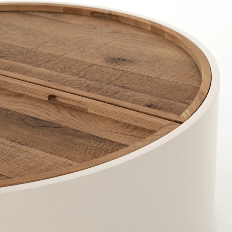 Vodrohome Drum Coffee Table – Trunk center table with storage – solid Mango wood coffee table living room C#022 - vodrohome
