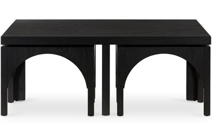 Vodrohome block design coffee table with nesting stools – square center table with unique look for office and living room C#024 - vodrohome