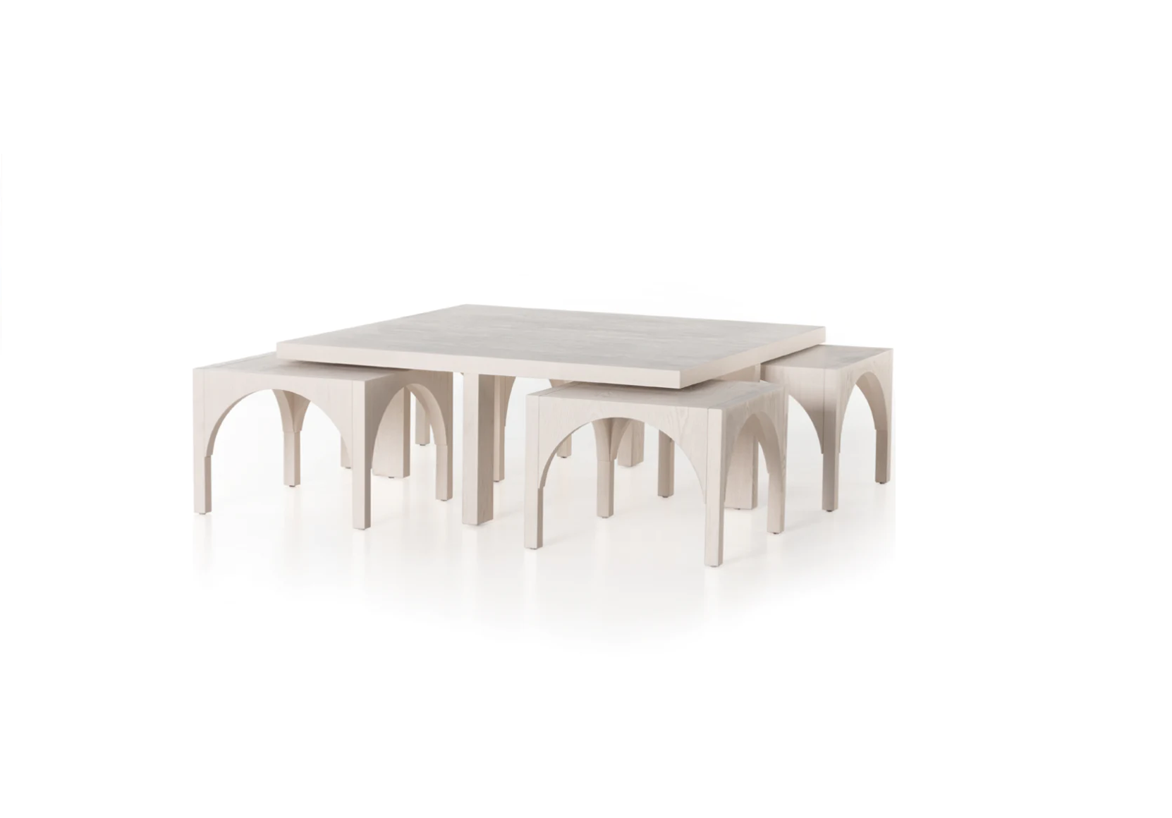 Vodrohome block design coffee table with nesting stools – square center table with unique look for office and living room C#024 - vodrohome