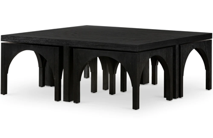 Vodrohome block design coffee table with nesting stools – square center table with unique look for office and living room C#024 - vodrohome