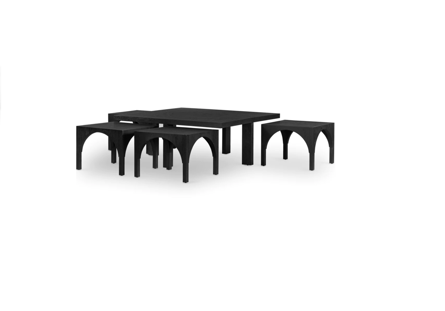 Vodrohome block design coffee table with nesting stools – square center table with unique look for office and living room C#024 - vodrohome