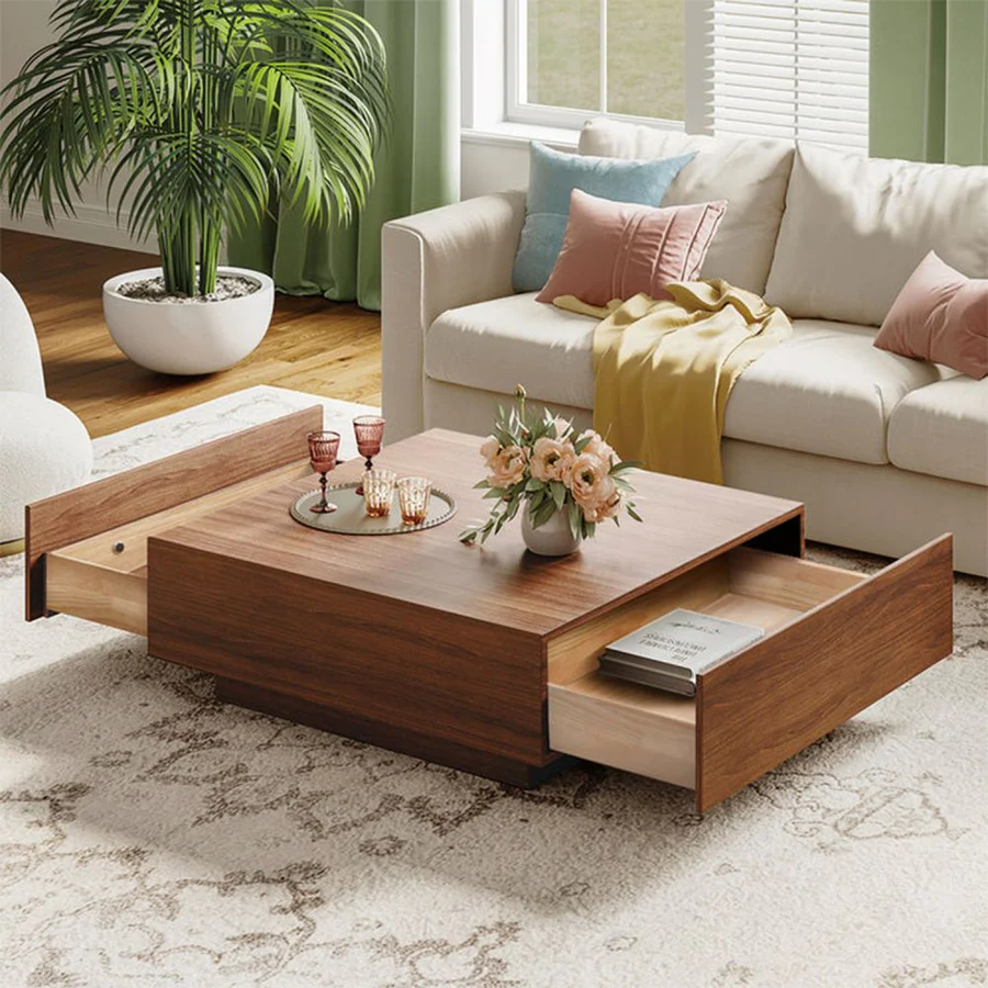 Vodrohome classic design center table for living room – solid sheesam wood coffee table natural finish - sofa set table classic C#031 - vodrohome