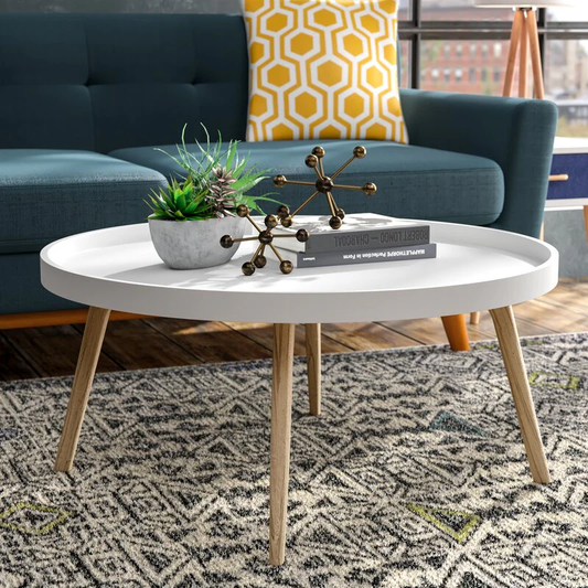 Vodrohome mango solid wood coffee table - round centre table with– mango ideal tea table for living rooms C#045 - vodrohome