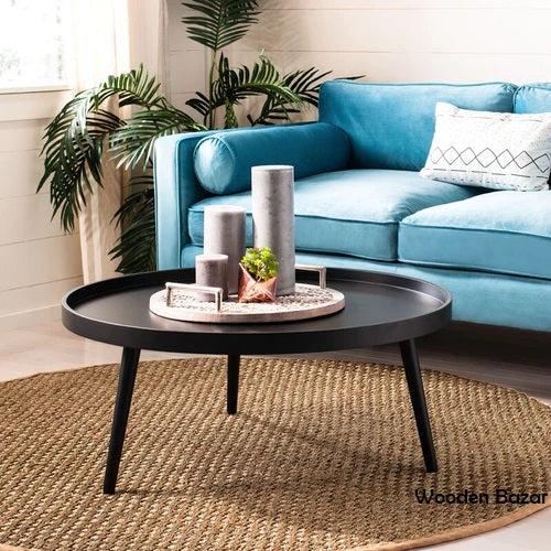Vodrohome mango solid wood coffee table - round centre table with– mango ideal tea table for living rooms C#045 - vodrohome