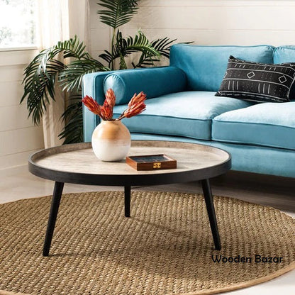Vodrohome mango solid wood coffee table - round centre table with– mango ideal tea table for living rooms C#045 - vodrohome