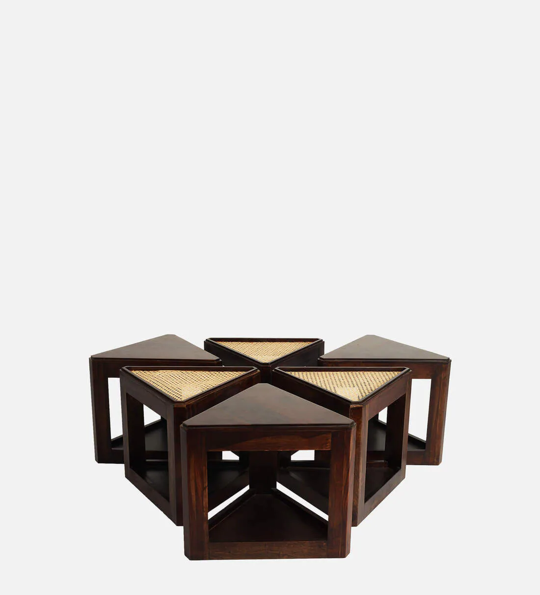 Vodrohome– sheesham wood cane coffee table – multifunctional center table - octagonal sofa table – cane end table – rattan cane side table – sheesham wood stool C#051 - vodrohome