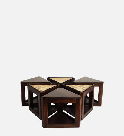 Vodrohome– sheesham wood cane coffee table – multifunctional center table - octagonal sofa table – cane end table – rattan cane side table – sheesham wood stool C#051 - vodrohome