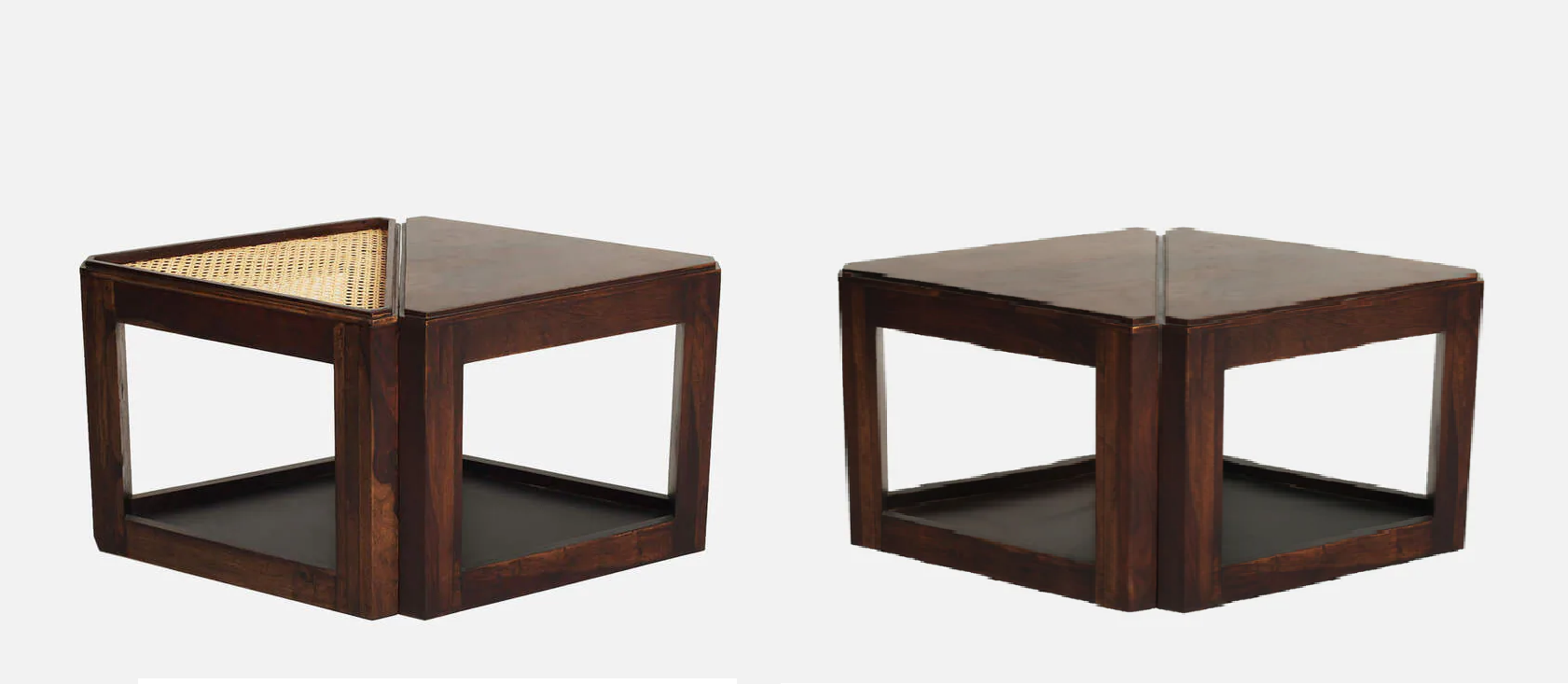 Vodrohome– sheesham wood cane coffee table – multifunctional center table - octagonal sofa table – cane end table – rattan cane side table – sheesham wood stool C#051 - vodrohome