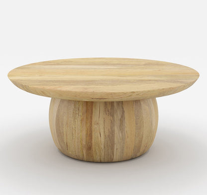 Vodrohome solid mango wood coffee table – round coffee table – bohemian solid wood coffee table for office and living room C#057