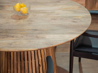 Vodro Natural Mango Wood Round Dining – Modern Style Wooden Dining Table DT#002 - vodrohome