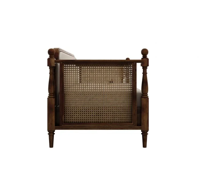 Vodrohome solid sheesham wood rattan  Cane Divan Bed with Mattress – ethnic styke hand carved Indian day bed B#019