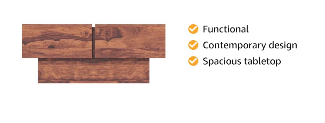 Vodrohome Sheesham Wood Square Coffee Table for Living Room Teak Finish – Pedestal Tea table Hall Teapoy Sofa Matching Centre Table Stylish C#008 - vodrohome